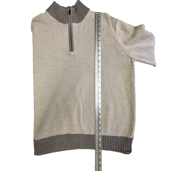 Eddie Bauer 100% cotton 1/4 zip tan knit sweater size XL - Picture 12 of 14
